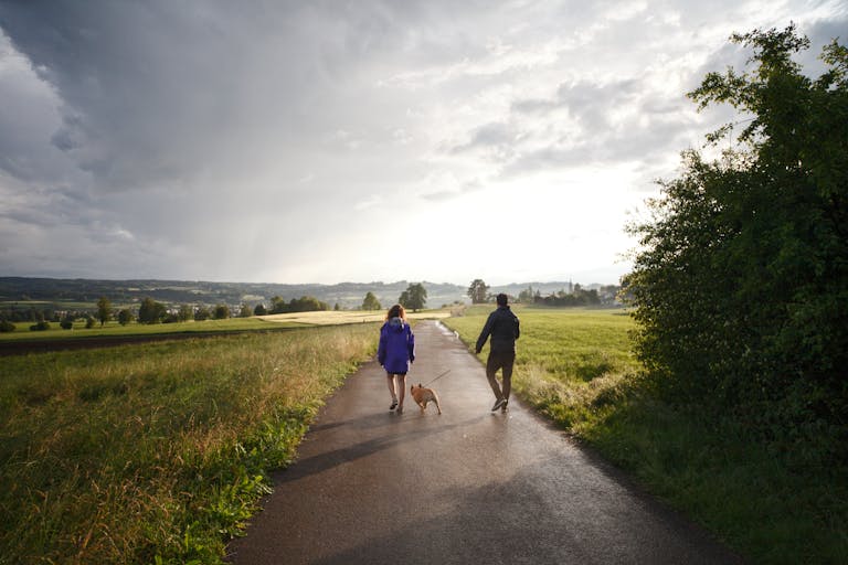 Friends walking together outdoors, a low-pressure activity that works well for introverts