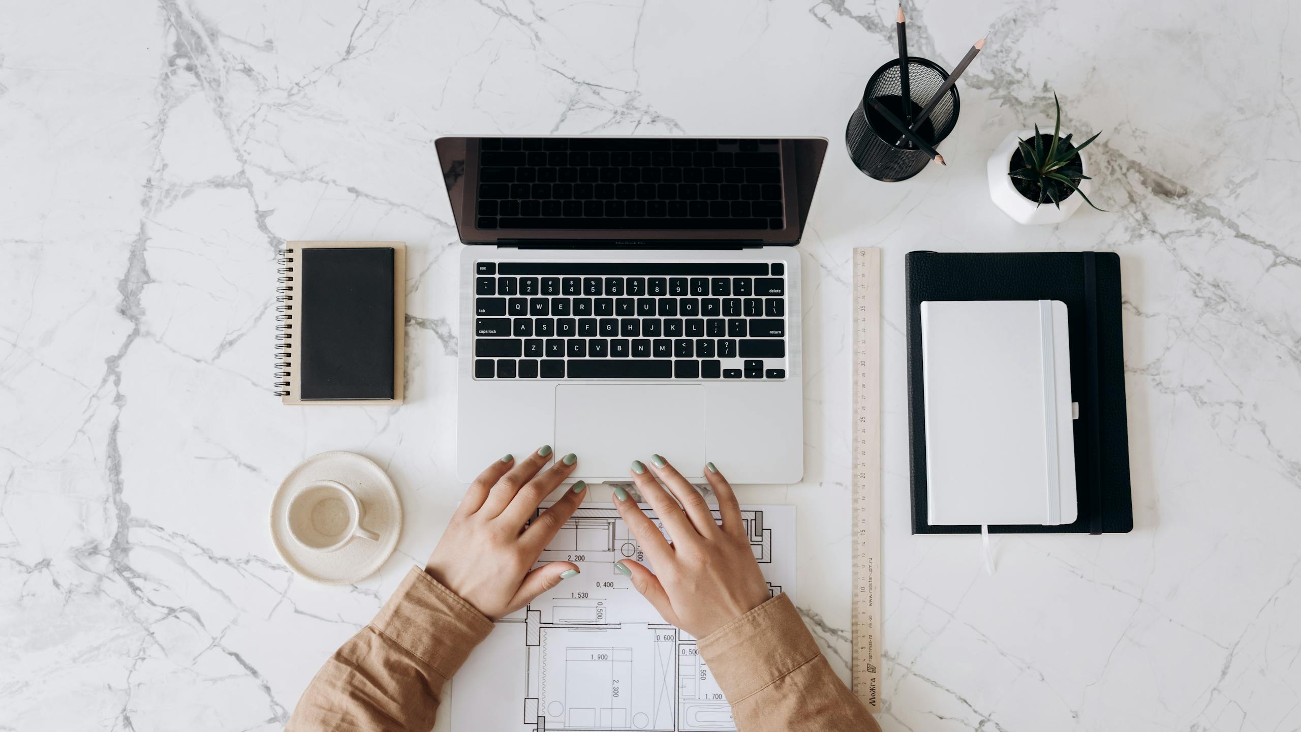 Professional workspace showing contrast between cluttered stressed environment and calm organized space