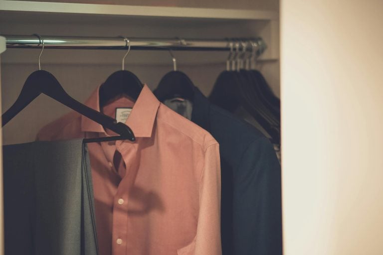 Organized wardrobe or clothing-focused lifestyle image
