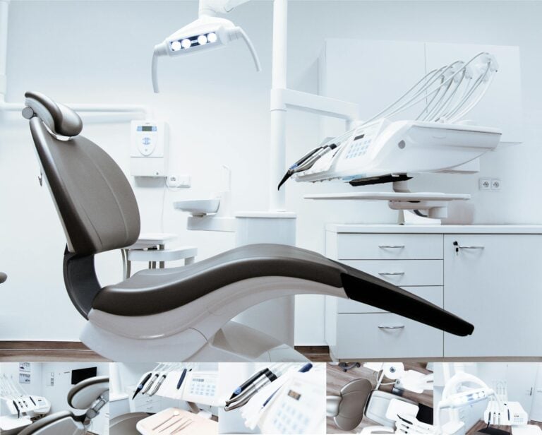 Modern dental clinic interior showcasing dental chair and professional equipment in clean clinical setting