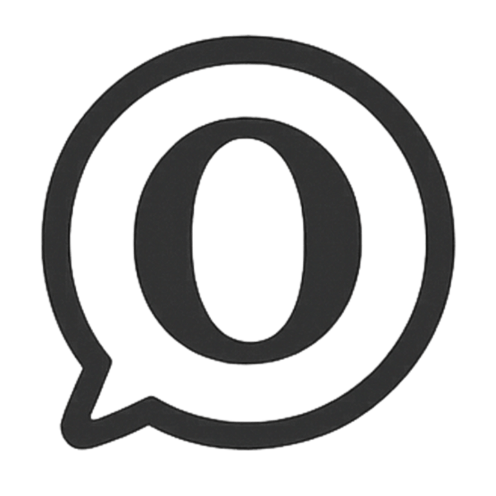 Minimalist speech bubble icon with zero numeral inside isolated