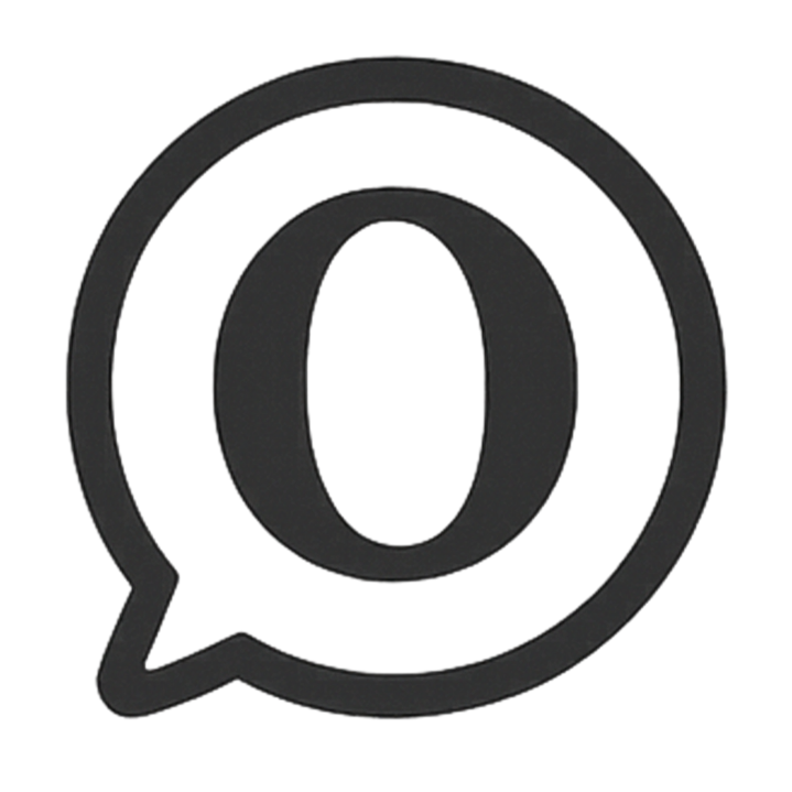 Minimalist speech bubble icon with zero numeral inside isolated