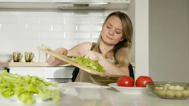 Person mindfully cooking with calm focused attention in a peaceful kitchen setting