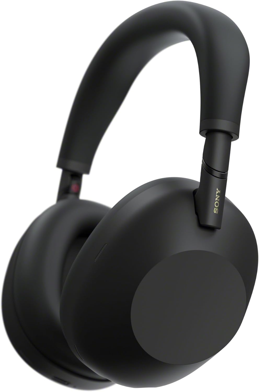 Black over-ear headphones on white background, modern minimalist design