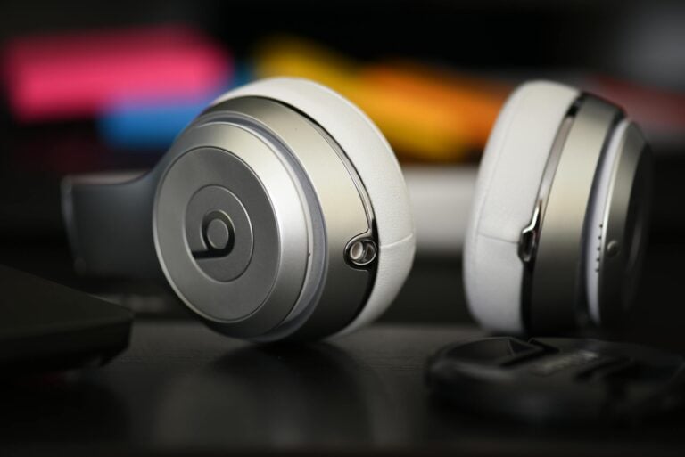 Sleek over-ear headphones in close-up perfect for music lovers.
