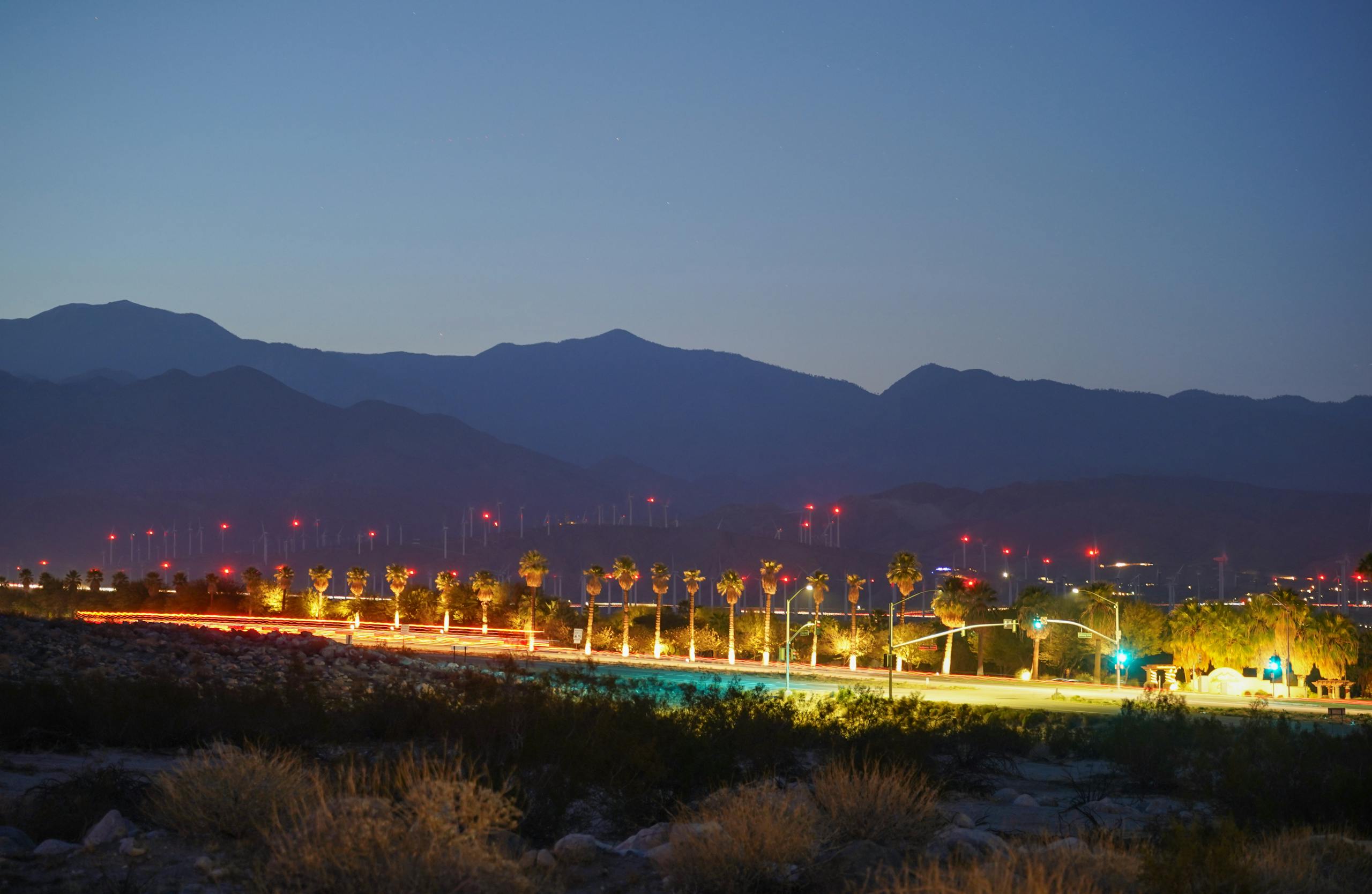 Landscape long exposure photograph of mountains.