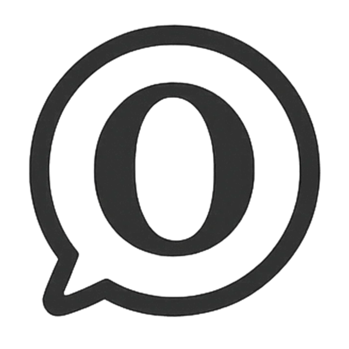 Minimalist speech bubble icon with zero numeral inside isolated