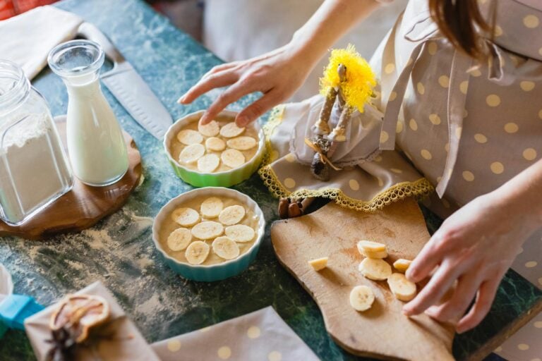 Person preparing balanced breakfast in calm morning kitchen setting.